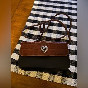 Brighton Brown Croc-Embossed Women's Bag with Heart Detail